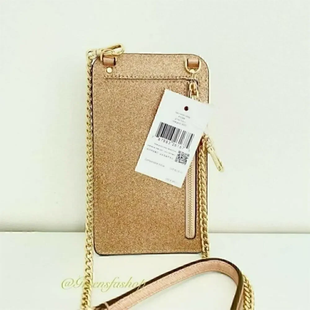 Kate spade purse shimmy glitter boxed north south tab phone crossbody new